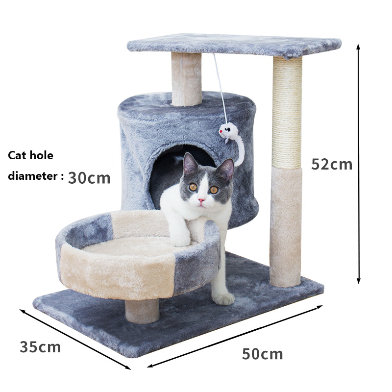 Manufacturer wholesale grey pink sisal short plush cat scratcher house