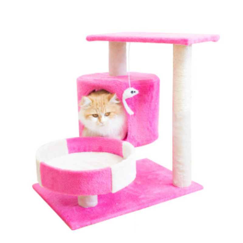 Manufacturer wholesale grey pink sisal short plush cat scratcher house