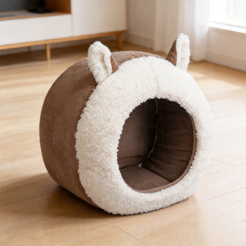 Manufacturer Wholesale Custom Logo Brown Warm Cat Bed Cave
