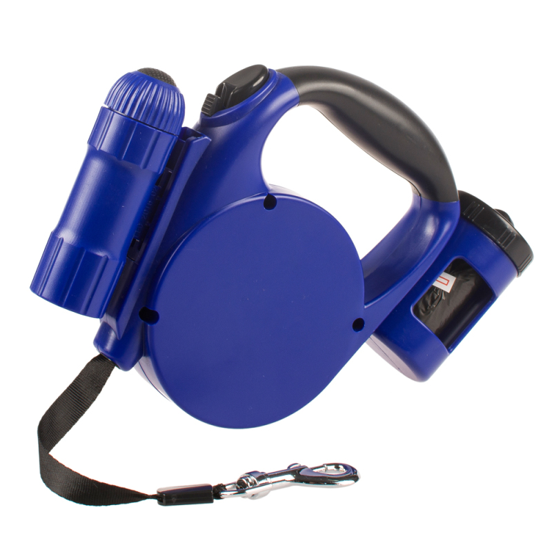 Manufacturer wholesale 3 in 1 plastic nylon automatic retractable dog leash with light poop bag