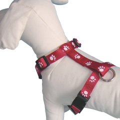 Manufacturer wholesale pink blue paw print nylon pet accessory harness for dog