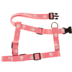 Manufacturer wholesale pink blue paw print nylon pet accessory harness for dog