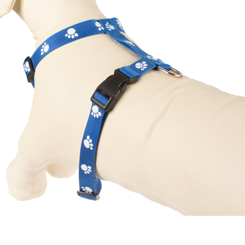 Manufacturer wholesale pink blue paw print nylon pet accessory harness for dog