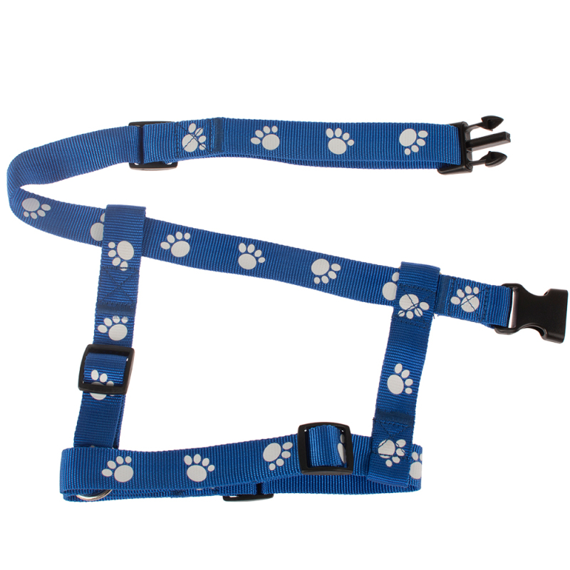 Manufacturer wholesale pink blue paw print nylon pet accessory harness for dog