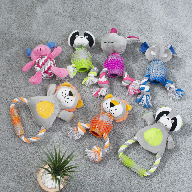 wholesale manufacturer chew indestructible plush rope tpr set pet dog toys