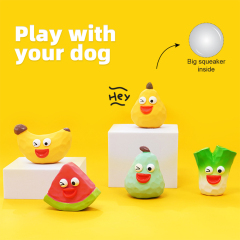 Manufacturer Wholesale Cute Fruit Design Squeaky Chew Dog Latex Toy