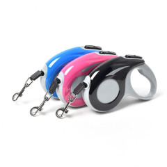 Manufacturer wholesale small large plastic nylon automatic retractable dog leash pink grey blue