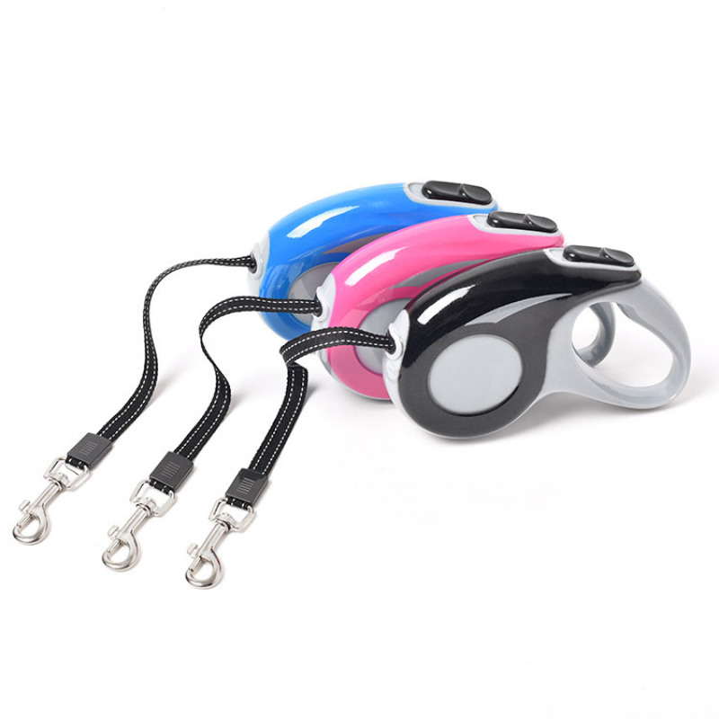 Manufacturer wholesale small large plastic nylon automatic retractable dog leash pink grey blue
