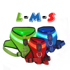 Manufacturer wholesale S M L blue green red led dog harness breathable