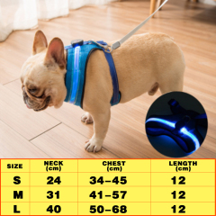 Manufacturer wholesale S M L blue green red led dog harness breathable
