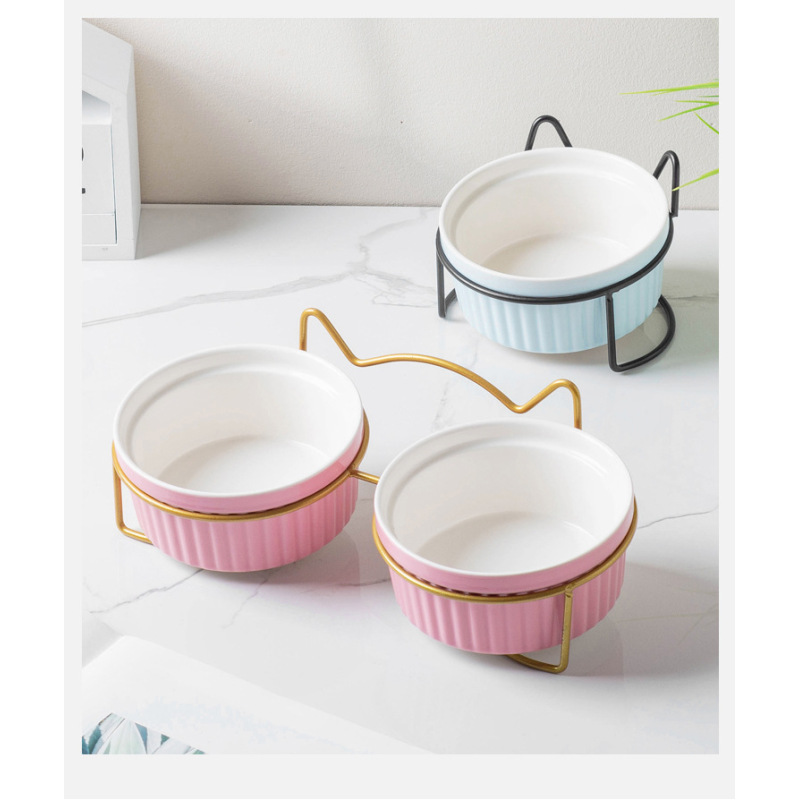 Wholesale Pink Blue White Ceramic Dog Cat Bowls