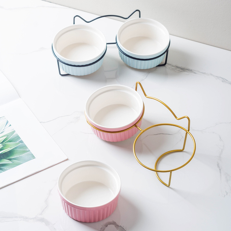 Wholesale Pink Blue White Ceramic Dog Cat Bowls