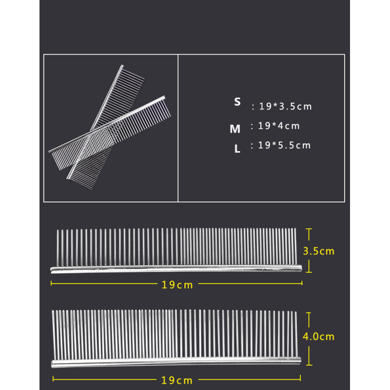 Manufacturer wholesale smooth needle sparse and dense double teeth dog comb stainless steel