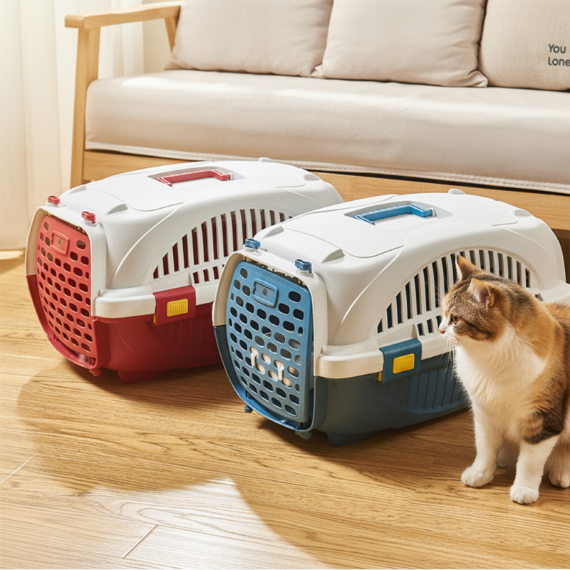 Wholesale Portable Breathable Plastic Cage Pet Dog Cat Travel Carrier