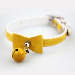 Manufacturer wholesale PU leather cat collar with bell bowknot