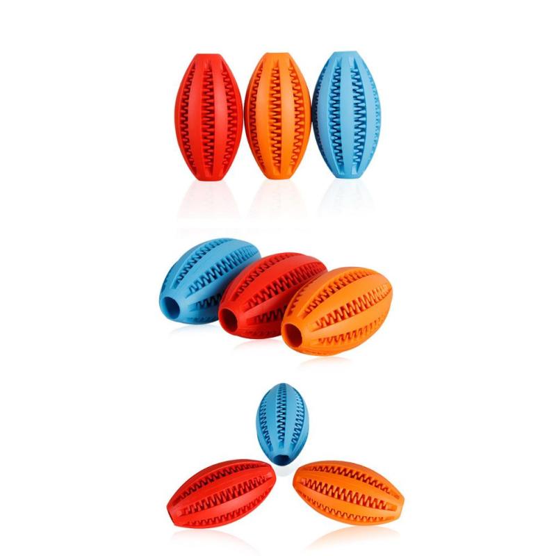 Manufacturer wholesale multi-colors oval rubber pet dog feeder ball toys
