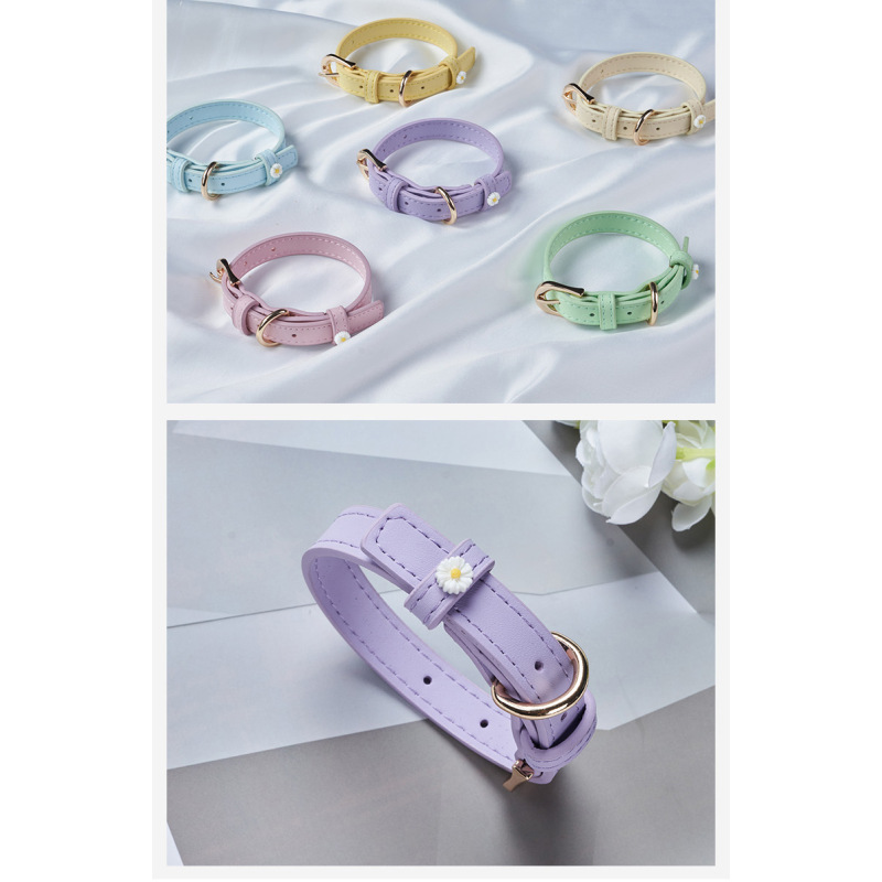 Wholesale Multi-colors Adjustable PU Cat Leather Collar