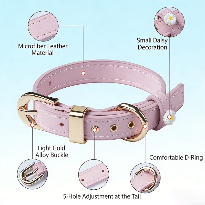 Wholesale Multi-colors Adjustable PU Cat Leather Collar
