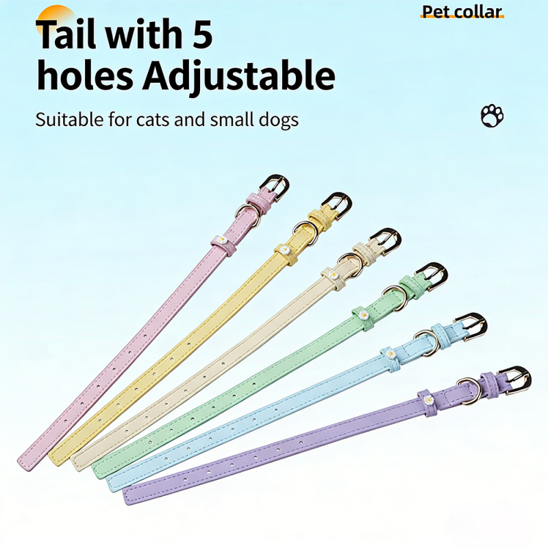 Wholesale Multi-colors Adjustable PU Cat Leather Collar