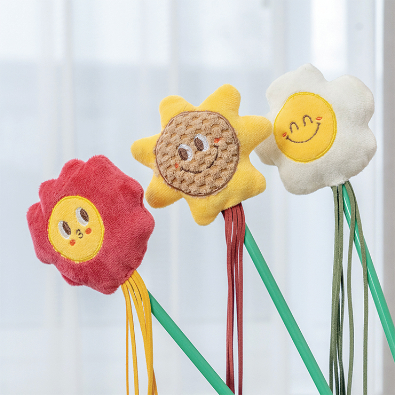 Manufacturer wholesale sun flower design cute cat teasing toys