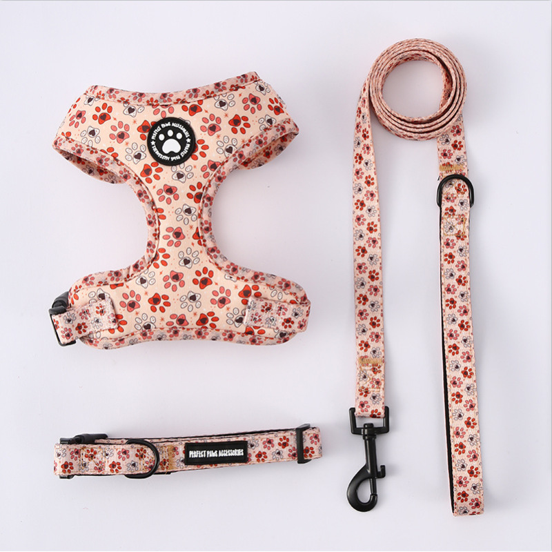 Wholesale Custom Logo Outdoor Dog Collar Leash and Harness Set