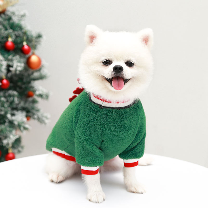 Manufacturer wholesale christmas red green elk winter warm dog coat