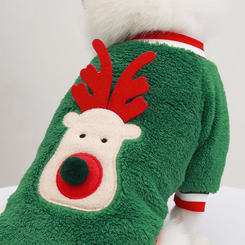 Manufacturer wholesale christmas red green elk winter warm dog coat