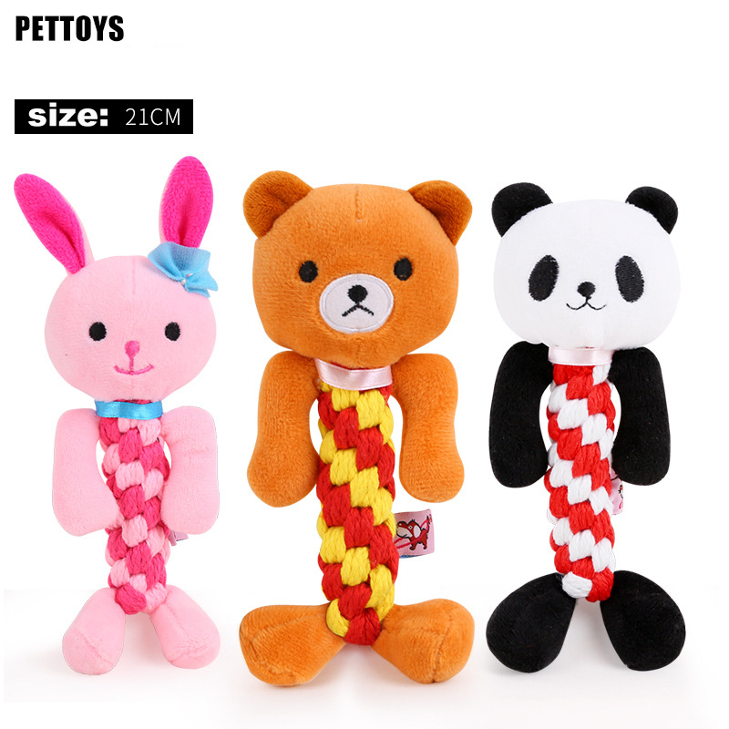 wholesale cute rabbit bear plush chew squeaky christmas pet dog toys