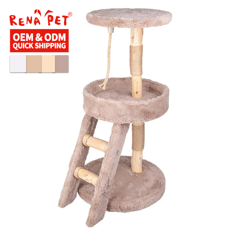 Manufacturer Wholesale Custom Short Plush Cat Tree Wood