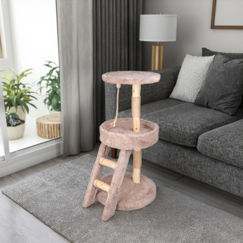 Manufacturer Wholesale Custom Short Plush Cat Tree Wood