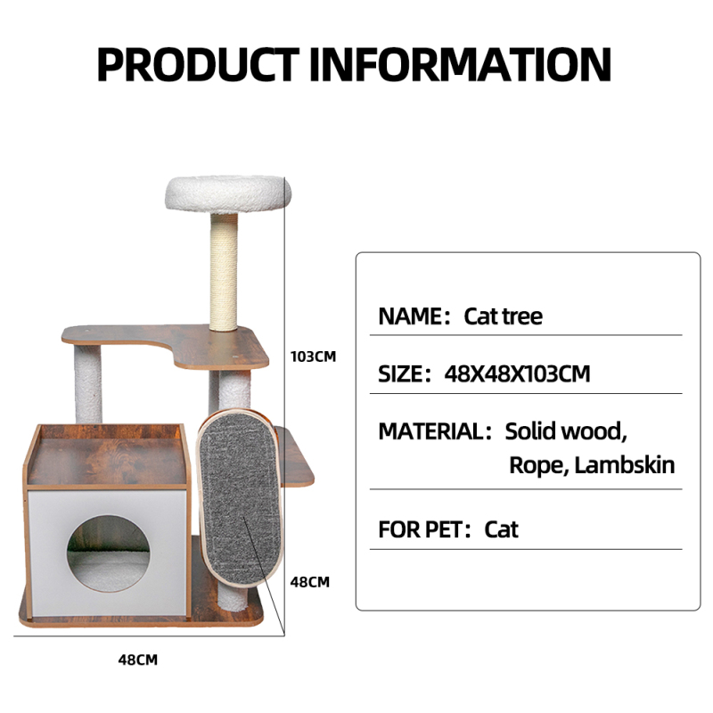 Manufacturer Wholesale Pet Product Wood Sisal Cat Tree House