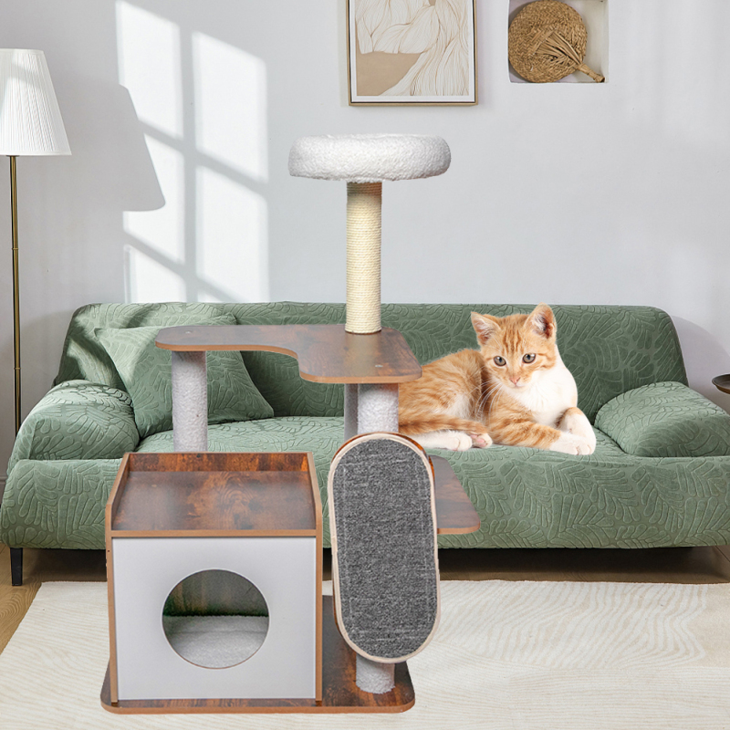 Manufacturer Wholesale Pet Product Wood Sisal Cat Tree House