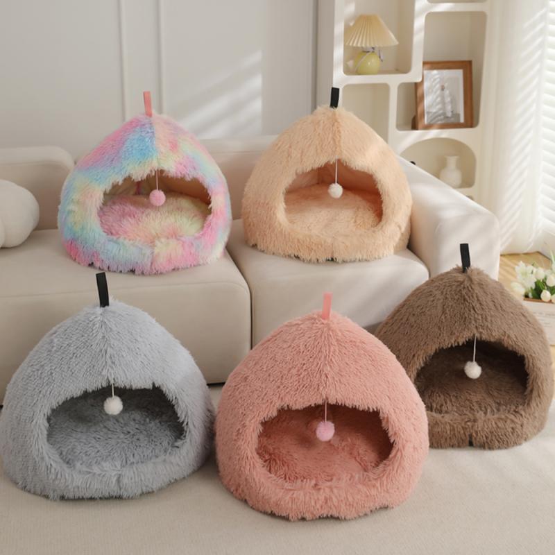 Manufacturer Wholesale Custom logo Pet Product Supplier Plush Dog Cat Cave Bed