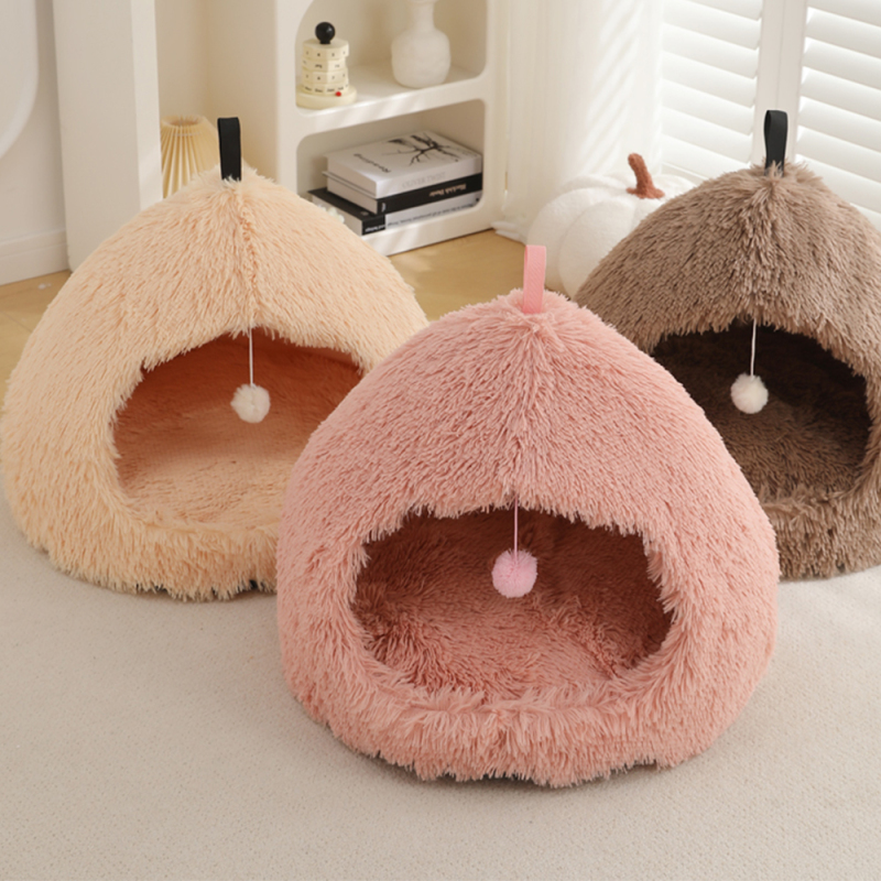 Manufacturer Wholesale Custom logo Pet Product Supplier Plush Dog Cat Cave Bed