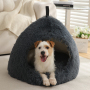 Manufacturer Wholesale Custom logo Pet Product Supplier Plush Dog Cat Cave Bed