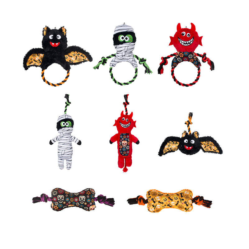 Manufacturer wholesale dog plush rope toys halloween design