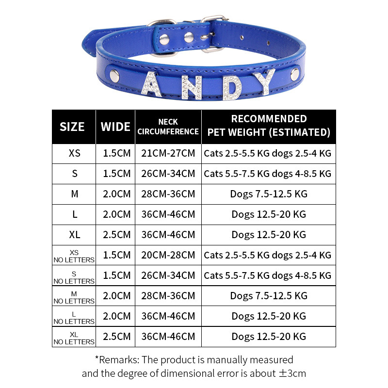 Wholesale DIY Adjustable PU Leather Dog Collar with Shinning  Letter
