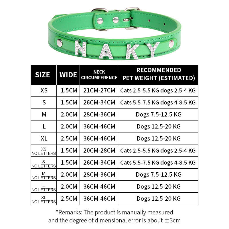 Wholesale DIY Adjustable PU Leather Dog Collar with Shinning  Letter