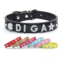 Wholesale DIY Adjustable PU Leather Dog Collar with Shinning  Letter