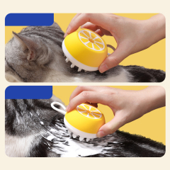 Manufacturer wholesale fruit pattern three heads available cat pet dog bath brush