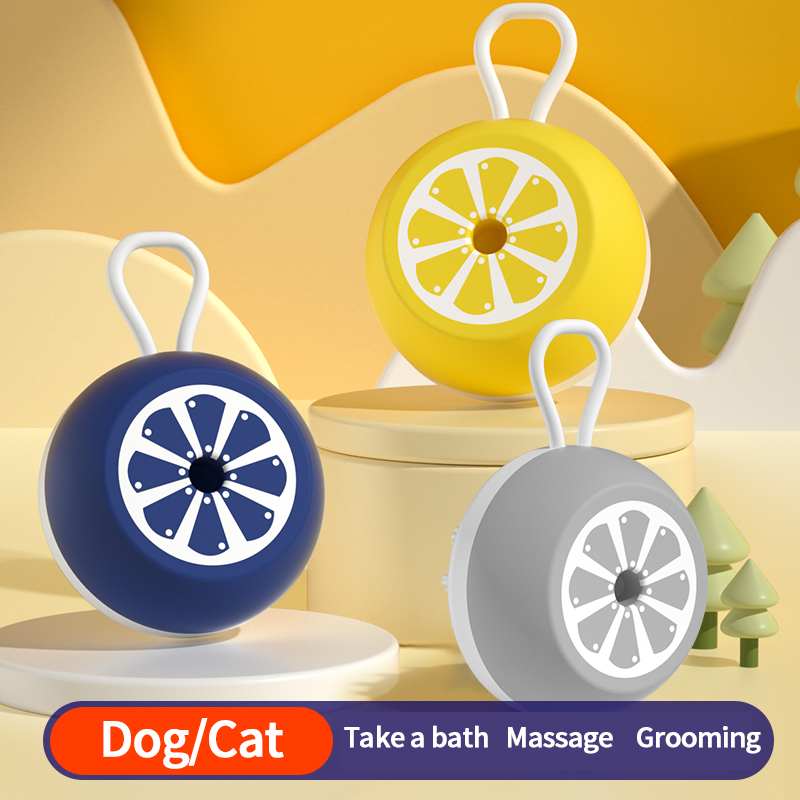 Manufacturer wholesale fruit pattern three heads available cat pet dog bath brush