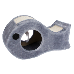 stylish animal shape grey cat scratcher with bird toy