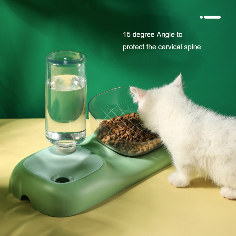 Manufacturer wholesale pet product plastic dog bowl with water bottle dispenser