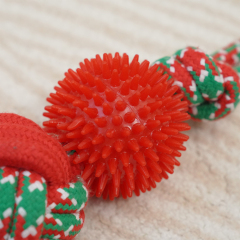 Manufacturer wholesale red green dog christmas rope ball toys