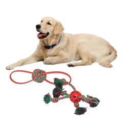 Manufacturer wholesale red green dog christmas rope ball toys