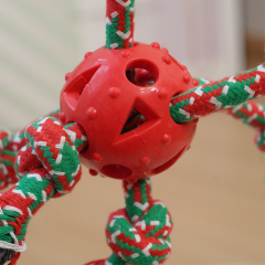 Manufacturer wholesale red green dog christmas rope ball toys