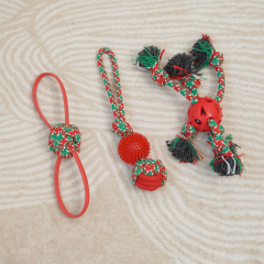 Manufacturer wholesale red green dog christmas rope ball toys