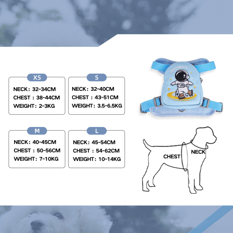 Wholesale Cute Design Detachable Bag Dog Harness and Leash Set