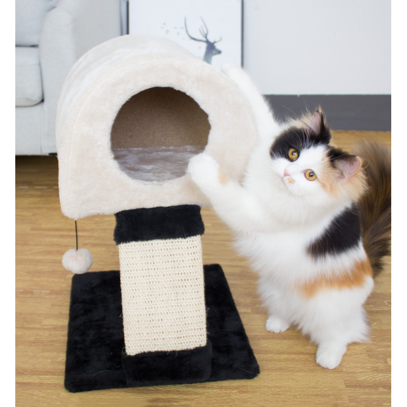 Manufacturer wholesale sisal short plush foldable small cat scratching house