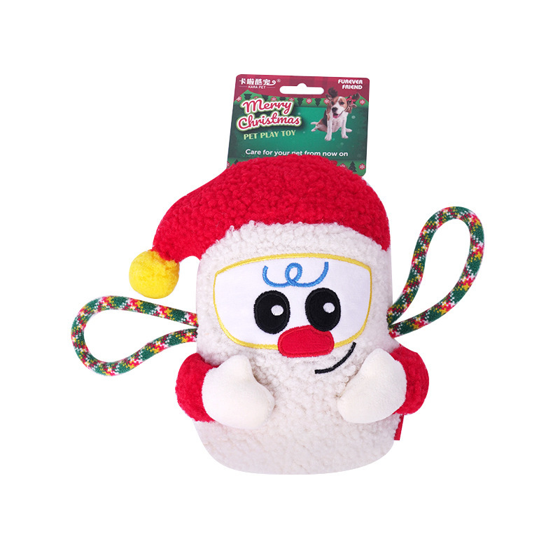 Wholesale Custom Logo Chew Rope Squeaky Plush Dog Toys Christmas